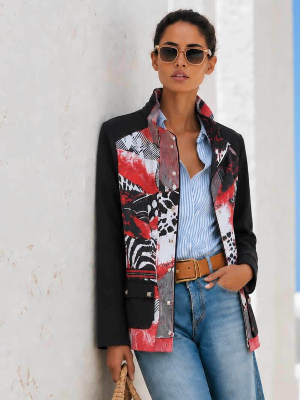 Cartise Statement Jacket, cotton blend | Graphic Abstract Print
